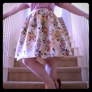 A cute, knee length, floral skirt.